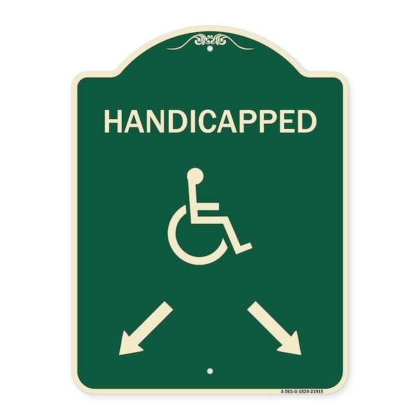 Signmission Handicapped Parking W/ Double Arrows Heavy-Gauge Aluminum Sign, 24" x 18", G-1824-23915 A-DES-G-1824-23915 - main
